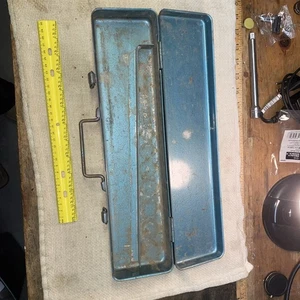 16" Metall Werkzeugkoffer klein blau Vintage gebraucht für Steckschlüssel Ratsche Messe 🔧 - Bild 1 von 8