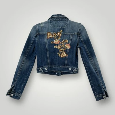 Miss Me Denim Jacket Womens Small Blue Embroidered Floral La Quinta Western Boho - Image 1 of 4