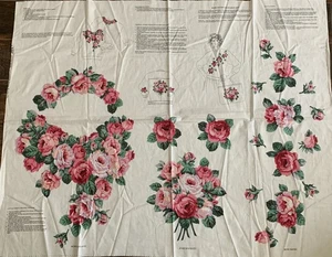 Cranston Print Works ROSE FEVER Wearable Art APPLIQUE Fabric PANEL Pink Floral - Picture 1 of 1
