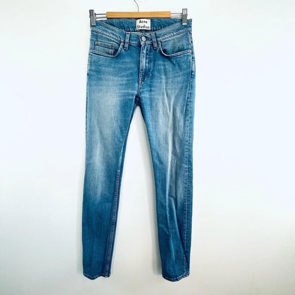 Pantalones de mezclilla de pierna ajustada Ace Carter azul acné talla 28/32 de diseñador hechos en Italia Foto 1 de 4