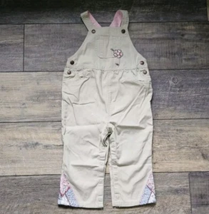 VINTAGE 2002 Girls GYMBOREE 18-24 Months Khaki Floral Patchwork OVERALLS  - Picture 1 of 9