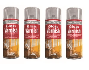 4x 250ml Clear Gloss Varnish Spray All Purpose Exterior Interior Aerosol Can - Picture 1 of 2