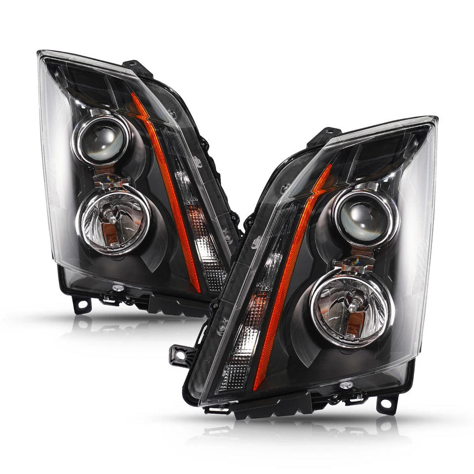 For 2008-2014 Cadillac CTS Halogen Upgrade Headlights Black  Pair Left+Right - Image 1 of 4