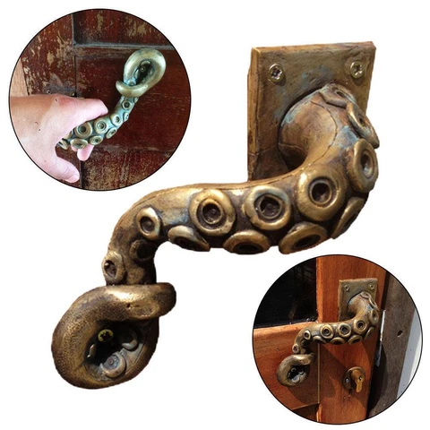 Reality Vintage Octopus Door Knobs Handles Retro Classic Steampunk Door Handle Cover