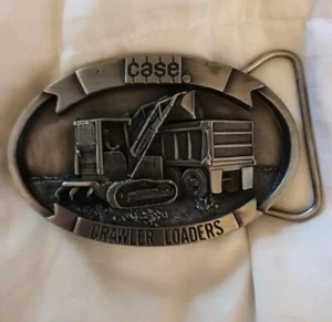 vintage CASE WHEEL LOADERS Pewter Men’s Buckle TRACTOR ADVERTISING - Picture 1 of 2