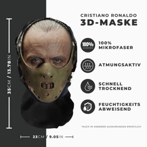 Realistische Hannibal 3D-Druck Vollgesichtsmaske – Atmungsaktiv, Witz - Bild 1 von 1