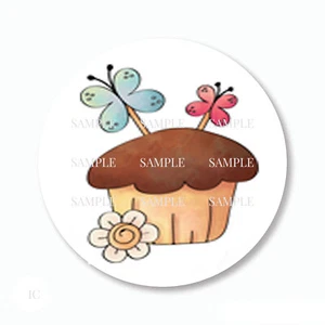 30 Cupcake Party Favors Scrapbook Stickers 1.5" Round Envelope Seals Labels - Picture 1 of 1