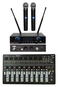10-Channel USB Stage Bluetooth Mp3 Mixer Karaoke Mixing,UHF Handheld Microphone - Picture 1 of 22
