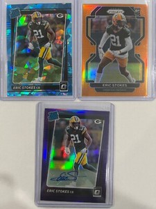 2021 Optic Eric Stokes Purple Auto /25 RC Prizm Blue Cracked Ice /15 Orange /249