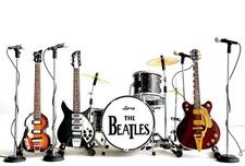 The Beatles Miniature Guitar Ed Sullivan Set of 4 Guitar & Drums Super Mini 4Mic