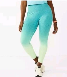WOMEN’S XXL  TEK GEAR BLUE OMBRÉ  7/8 HIGH RISE ANKLE LEGGINGS - Picture 1 of 12
