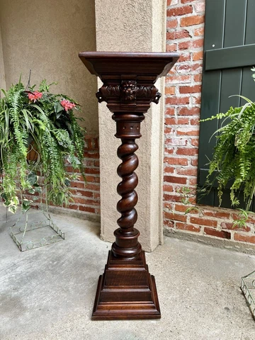Antique French Barley Twist Pedestal Bronze Plant Stand Column Renaissance c1890 Cover