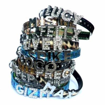 PRINCE & PRINCESS PETWEAR Personalisierter Name Sicherheit Katzenhalsband Armee Leopard Punktie Kristall Buchstaben Kätzchen