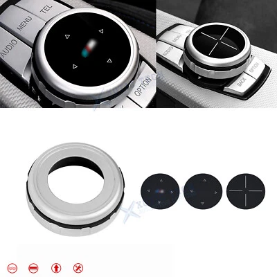 Silver Multi-Media IDrive Button Cover Decor Trim For BMW 2 3 4 5 7 X Series - Image 1 of 4