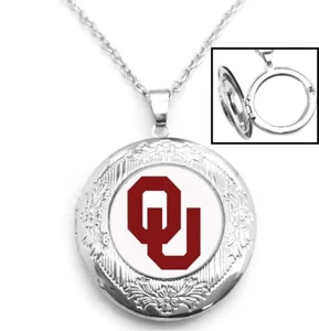 Special Oklahoma Sooners Sterling Silver Link Chain Necklace And Locket Gift D16 - Picture 1 of 6
