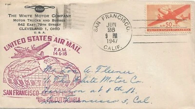 First Flight FAM 14 & 18 San Francisco to New York VIA Calcutta India  - Image 1 of 3