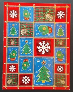 Foglio adesivo design trapunta patch natalizia vintage Amscan - Foto 1 di 1