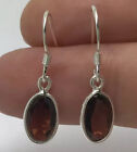 garnet oval drop earrings solid Sterling Silver 9 x 6mm. Natural. Box.