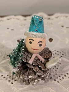 vintage Japan Pinecone Christmas Gnome Elf Pixie w/ Tree MCM - Picture 1 of 6