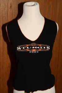 Harley Davidson Sturgis 2004 Women’s Stretchy V Neck Tank Top T Shirt Size M - Picture 1 of 3