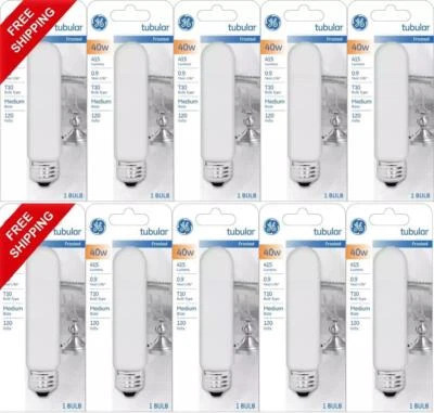10 Pack GE T10 Tubular Light Bulb 40W 415 Lumen Medium Base Frosted 40T10/FCD1 - Image 1 of 4