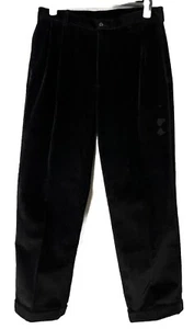 Vintage Jos. A. Bank Corduroy pants Black Sz 35x29 Pleated Cuffed Measures 33x29 - Picture 1 of 11