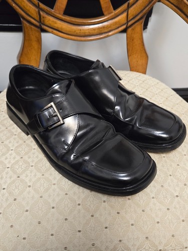 ? Scarpe Prada Black Patent Monk Strap 11 2000 Vintage Chic suole Vibram! ✨?