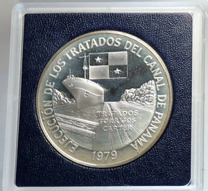 1979 PANAMA Canal Treaty VINTAGE Historic Proof Silver 10 Balboas Coin i112443 - Picture 1 of 3
