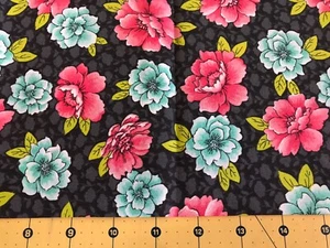 2015 Pink and Blue Floral 100% cotton fabric sold by the yard #1265 - Picture 1 of 1