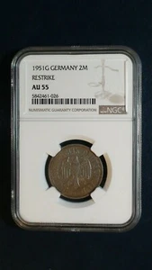 1951 G GERMANY TWO MARK NGC AU55 2M Coin PRICED TO SELL NOW! - Picture 1 of 4