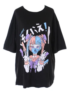 T-shirt manga nera TP-359 disegno pastello goth maniche corte Harajuku Kawaii punk - Foto 1 di 6