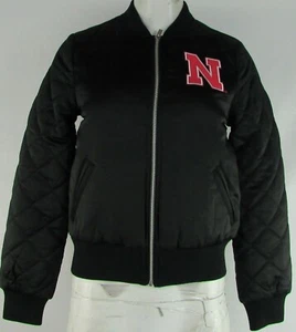 Chaqueta de bombardero negra con cremallera para mujer Nebraska Huskers NCAA - Imagen 1 de 6