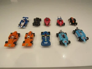 Aurora Tyco AFX 10 Slot Car lot Race HO vintage Indy Foyt Bud 6 Wheel ELF G Plus - Picture 1 of 11
