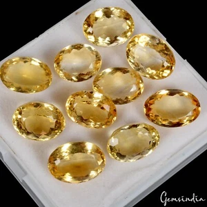 VVS 10 Pcs Natural Yellow Citrine 14-16mm Oval Cut Unheated Gemstones~ 92.70 Cts - Bild 1 von 8
