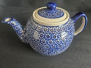 NEW - BOLESŁAWIEC POLISH POTTERY TEA POT 5 " H. X 9" W. - Picture 1 of 5
