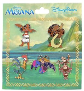 Disney Parks Moana Booster Trading Pin Set of 5 Hei Hei Maui Tamatoa - NEW