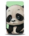 Grumpy Panda Flip Wallet Case Funny Sad Faced Face Pandas Children's Green BF54