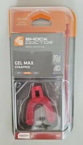 SHOCK DOCTOR 6141Y GEL MAX STRAPPED MOUTHGUARD RED YOUTH 10- NEW  - Picture 1 of 4