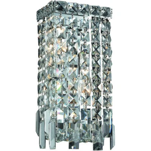 Chrome and Crystal Bathroom or Dining Room Foyer Wall Sconce Light Fixture - Picture 1 of 2
