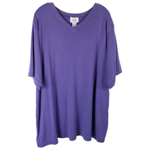 Only Necessities Plus Size 4X Top Purple Short Sleeve Tee V Neck Womens 1466 - Picture 1 of 6