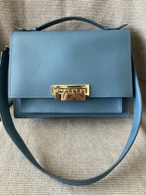 ZAC POSEN Earthette Blue Leather Accordian Shoulder Bag Handbag - Image 1 of 4