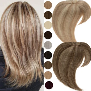 Peluca con clip REAL Cabello humano Topper Tupé Pieza superior Base de seda Mujeres Peluca - Imagen 1 de 69