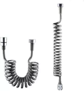 2m Flexible Coil Spring Spiral Water Hose Retractable Water Pipe Bidet Shower - Picture 1 of 8