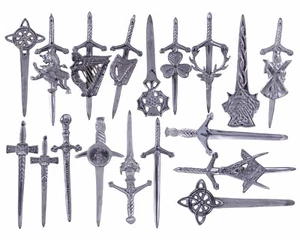 Highland Scottish Kilt Pins In Chrome Finish/Brooch Kilt Pins Various Design - Picture 1 of 12
