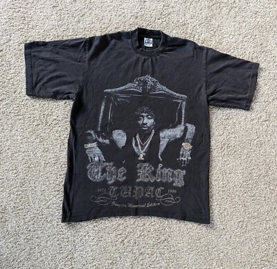 Camiseta de rap Tupac Shakur vintage de la década de 2000 para hombre talla XL alta 2pac negra descolorida Bling Y2K Foto 1 de 4