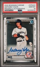ANTHONY VOLPE 2020 BOWMAN CHROME PROSPECT AUTOGRAPH #CPAAV PSA 10 AUTO 10 GEM MT