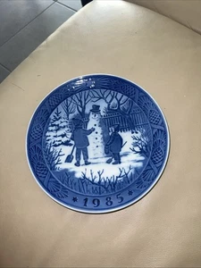 1985 Royal Copenhagen - Snemanden der Schneemann Teller - blau & weiß 7 Zoll - Bild 1 von 4