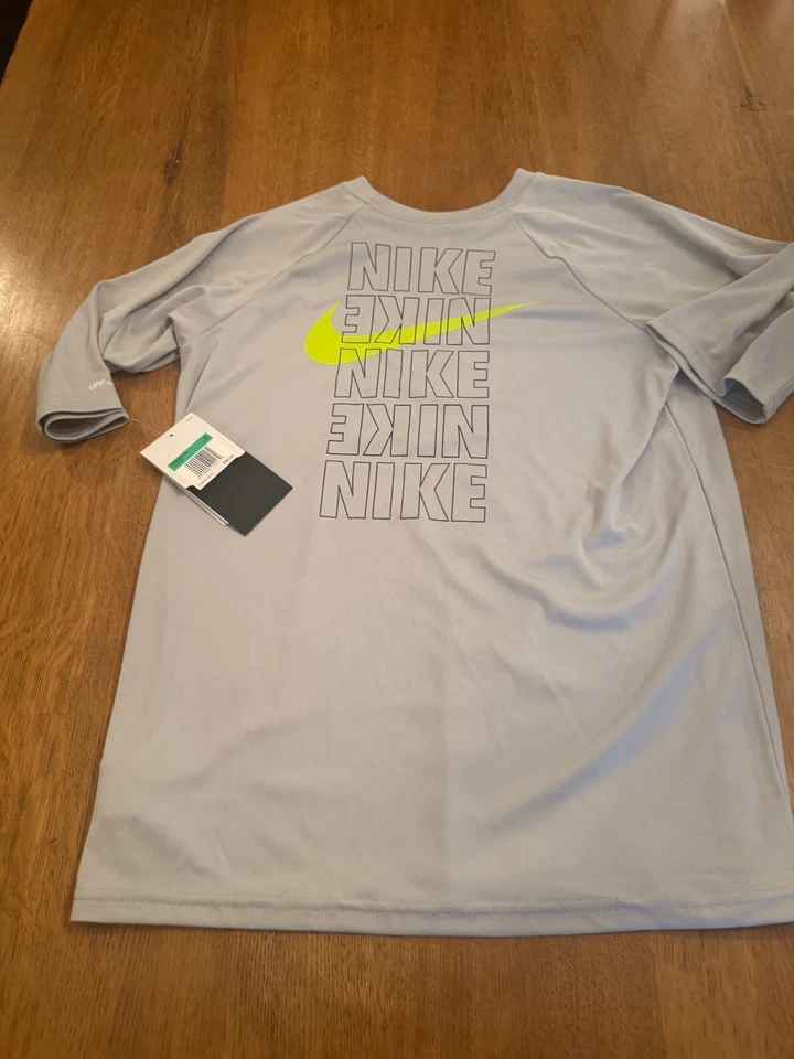 Boys Nike UPF 40+ 3/4 SL Swim Shirt, Grey, NWT, XL - Image 1 of 1