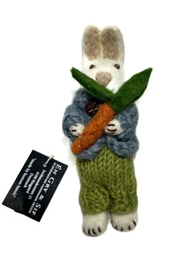 NEW With Tags Gry & Sif Felt White Bunny 5.5" Small Mini Easter Spring Ornament - Image 1 of 4