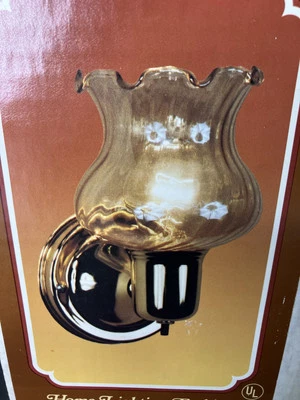 Vintage Universal Wall Sconce Light Fixture Polished Brass Champagne Glass NOB - Image 1 of 4